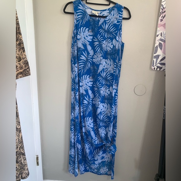 Water Lily maxi dress blue tropical vibes print great for summer size small - Picture 3 of 7